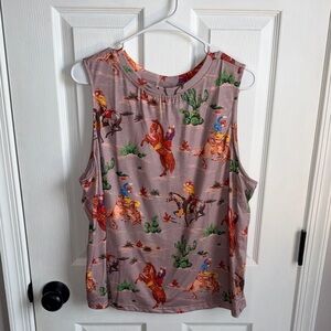SHEIN Pink Western Cowboy Print Tank Top